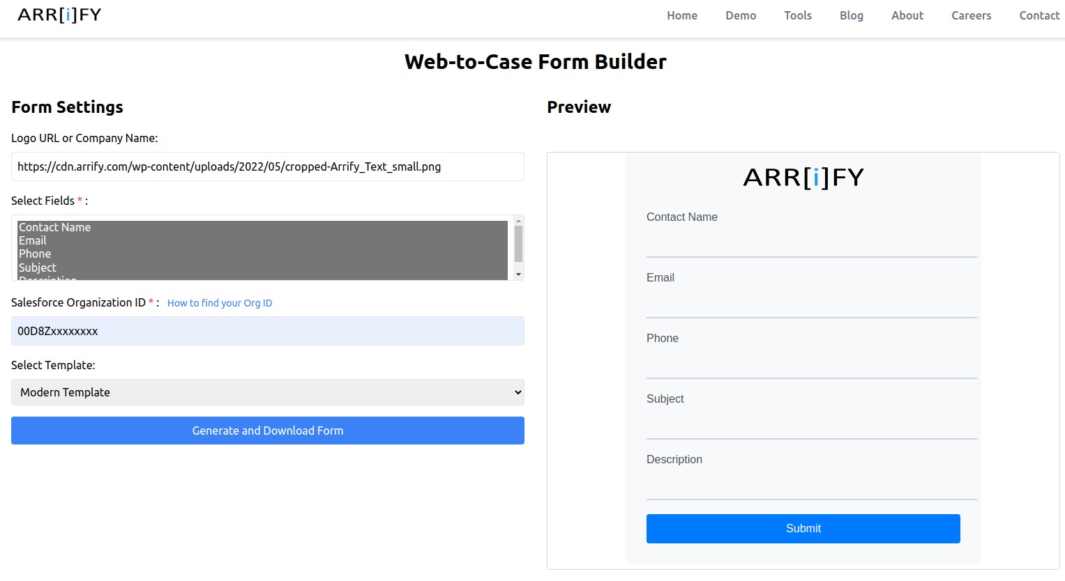 select web-to-lead form builder