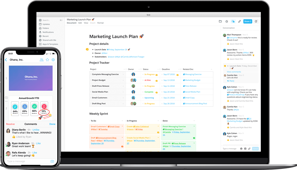 Clean UI mockup of a collaborative document editor embedded inside a CRM dashboard, showing live multi-user cursors and spreadsheets.