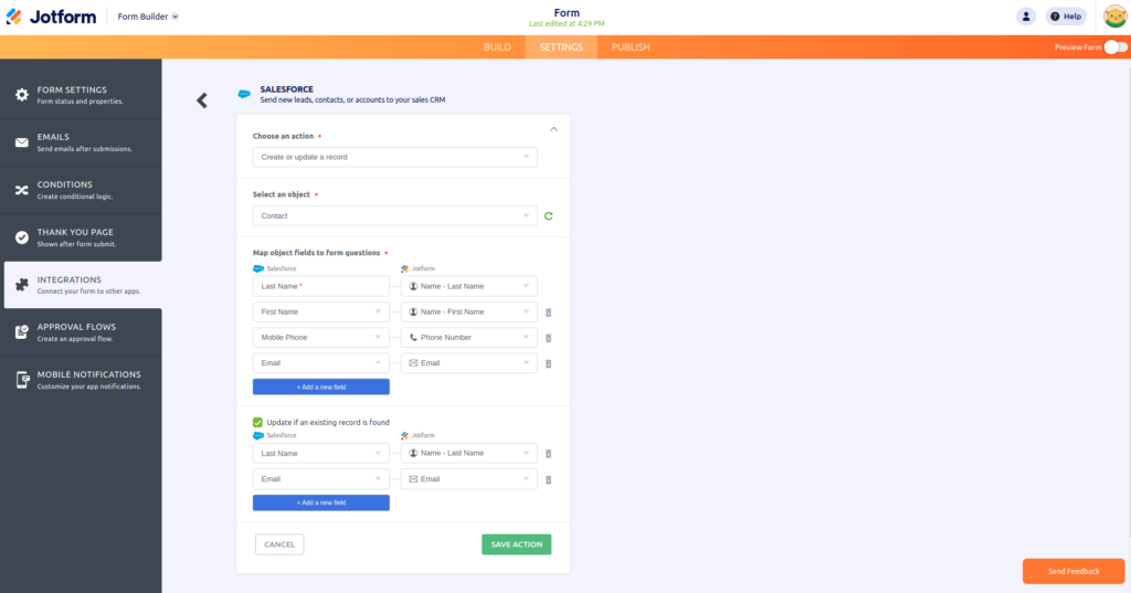 JotForm Salesforce Integration: How to Connect Forms to Your CRM (Without the Headaches) 7 Map Salesforce fields with JotForm form fields