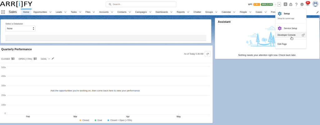 Navigate to the Developer Console