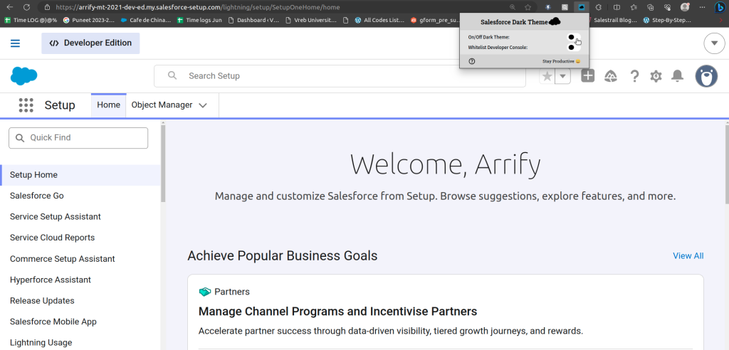 enable salesforce dark theme
