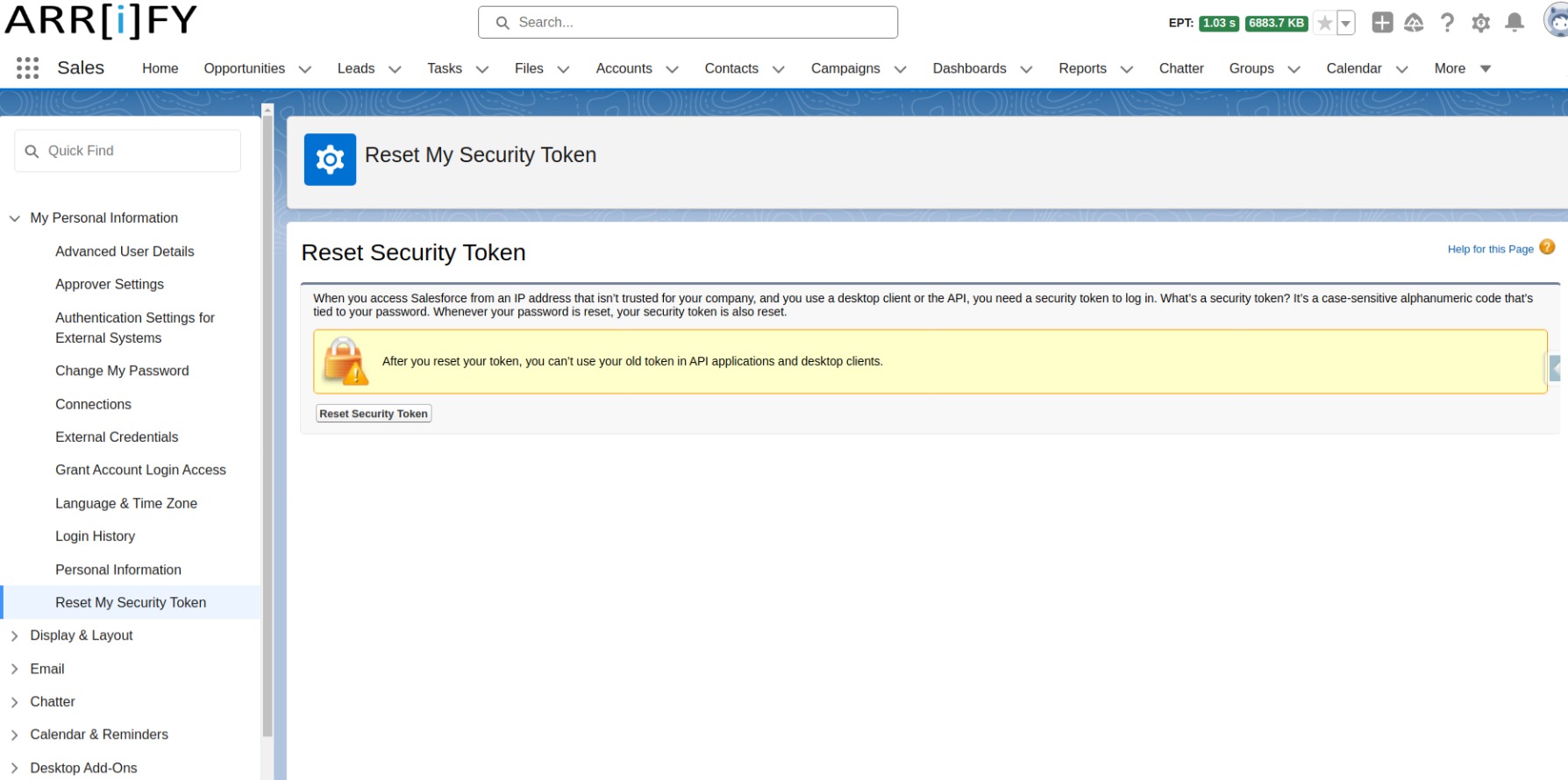 What is a Security Token in Salesforce 4 reset security token