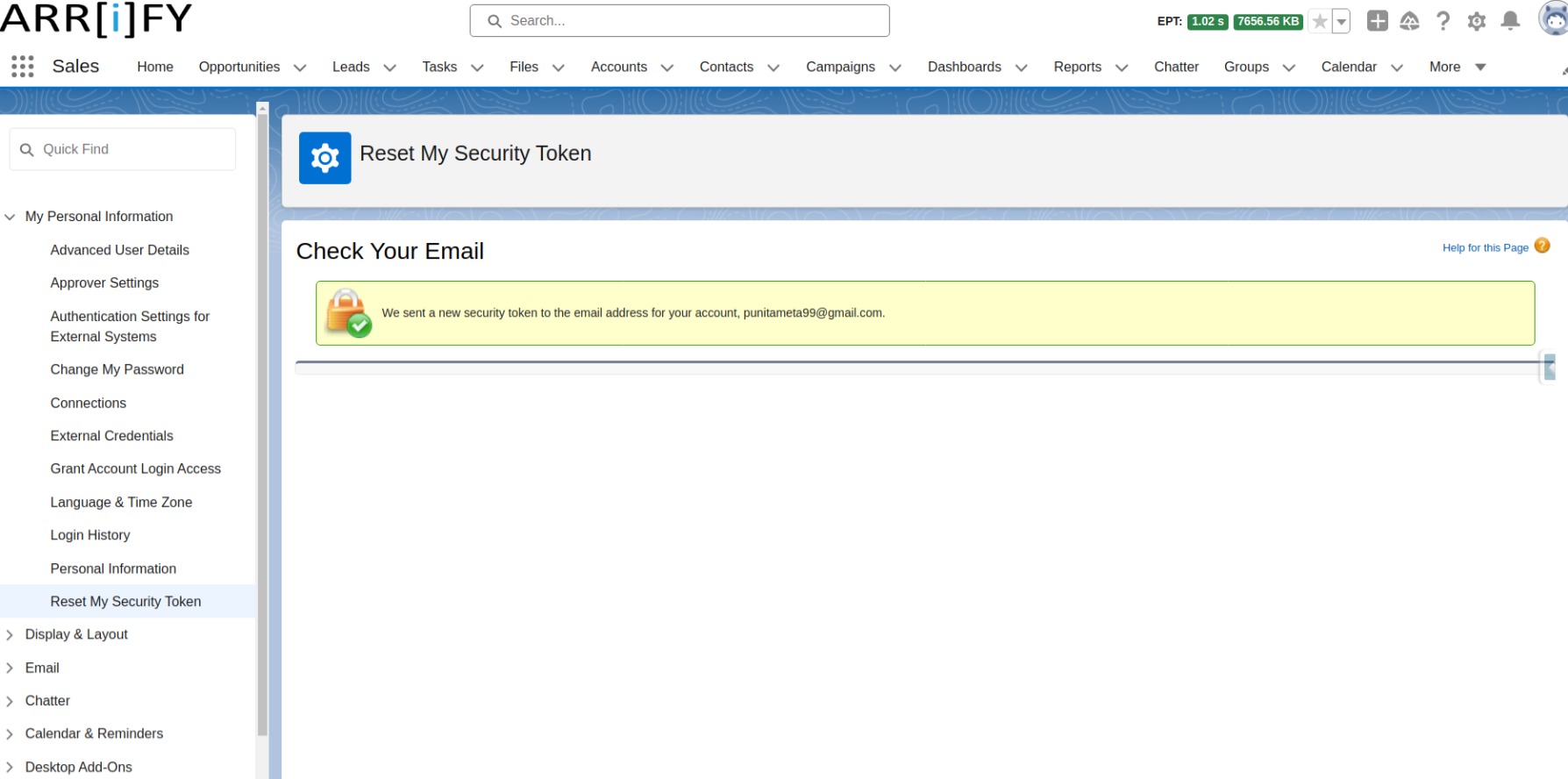 What is a Security Token in Salesforce 5 token generate email sent