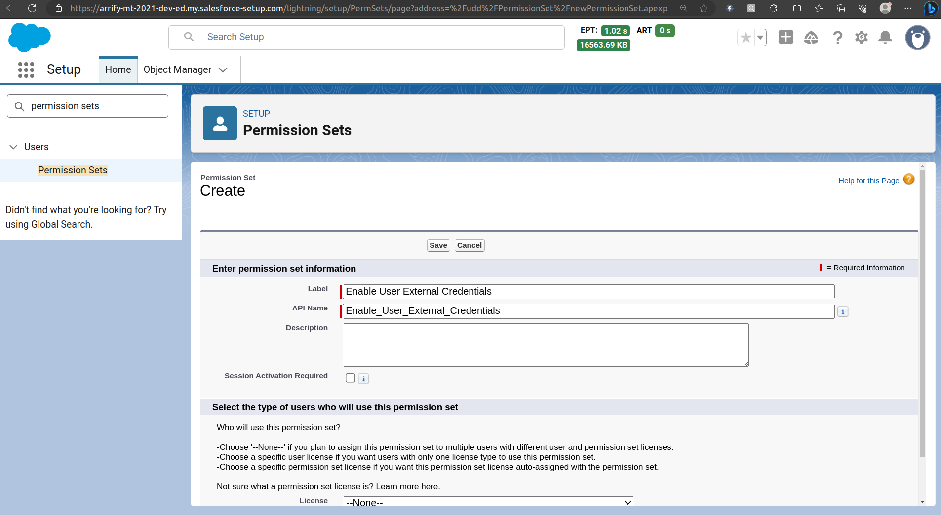 create permision set