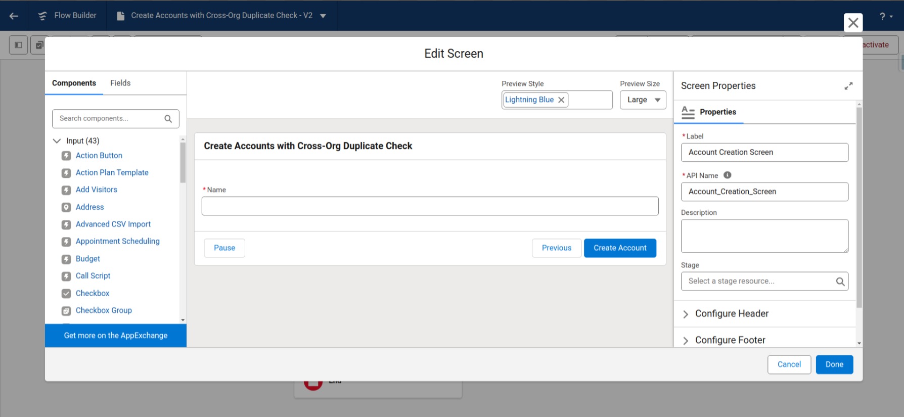 Using Salesforce External Services in Flow: Step-by-Step Guide to Connecting APIs Without Apex 30 Account Creation Screen 1