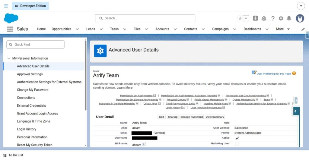 Select Advanced User Details
