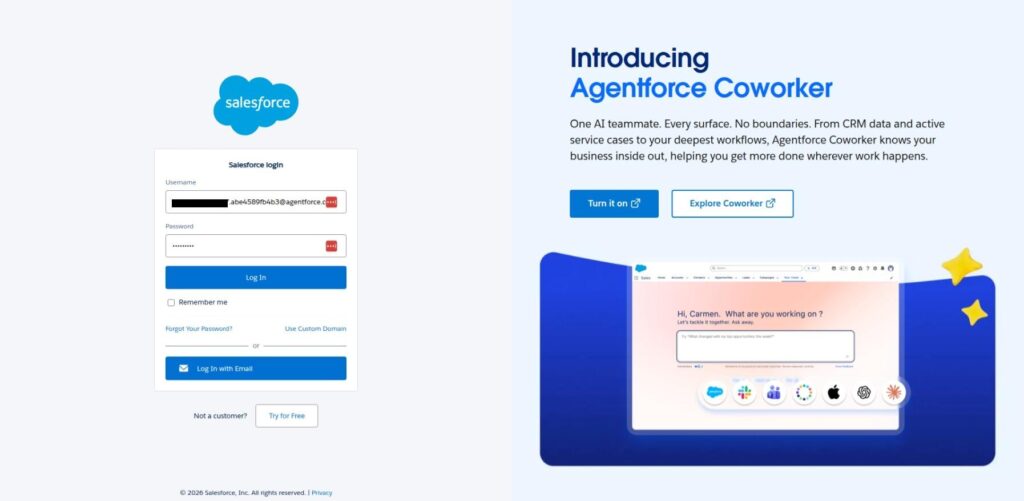 login to salesforce
