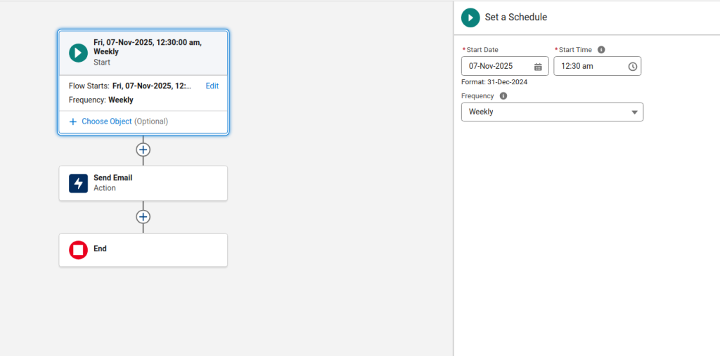 17 Ways to Invoke Salesforce Flows (And When to Use Each) 15 Schedule-Triggered Flow Start element configured with execution frequency, start time, and object filter conditions in Salesforce