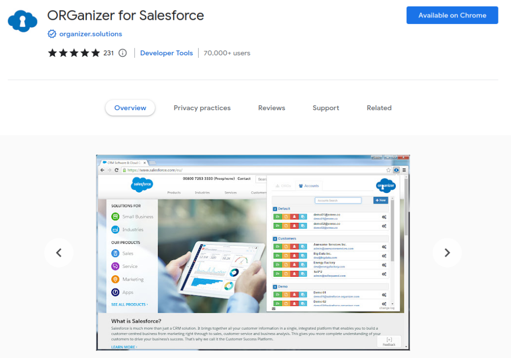 Salesforce chrome extension -  ORGanizer for Salesforce