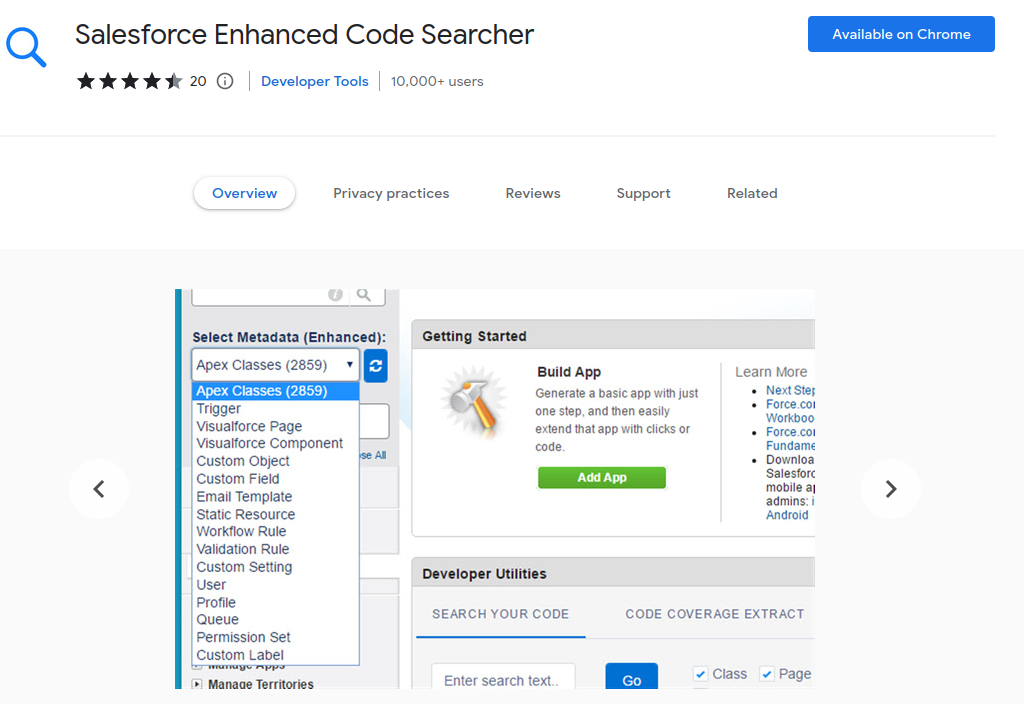 Salesforce chrome extension - Salesforce Advanced Code Searcher
