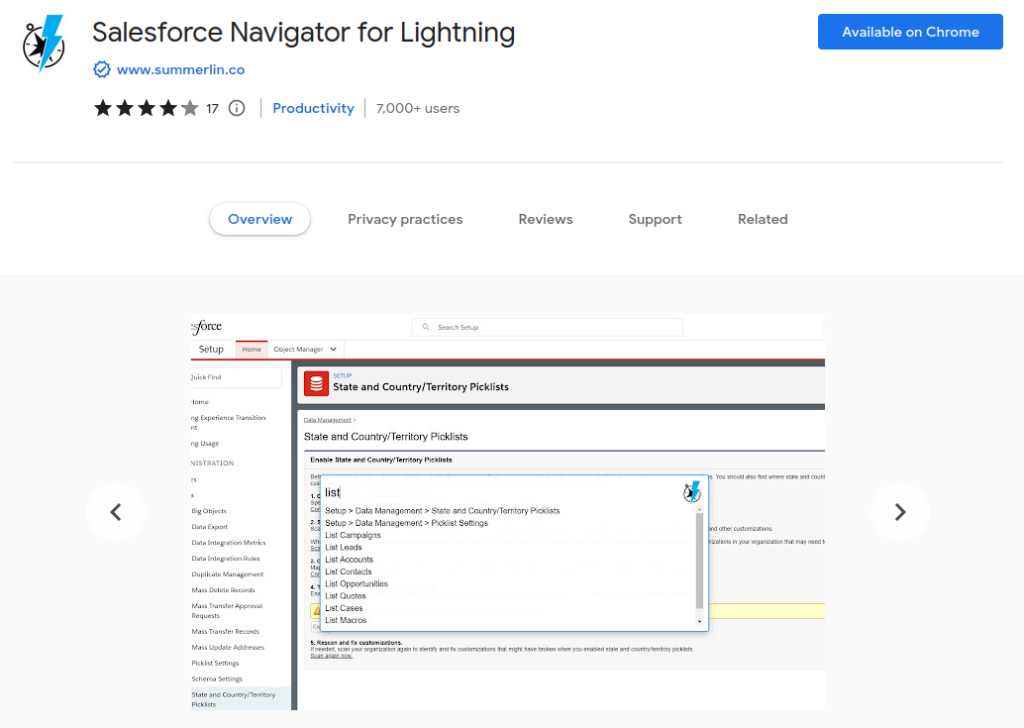 Salesforce chrome extension - Salesforce Navigator for Lightning