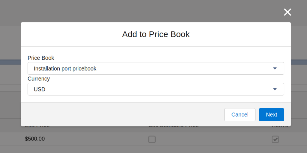 Choose a price book that you want to add product from 