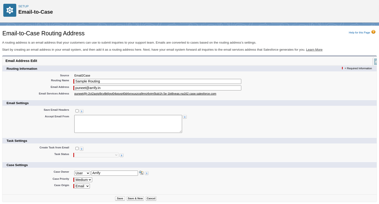 Email to Case in Salesforce 5 fillDetailsRoutingAddress